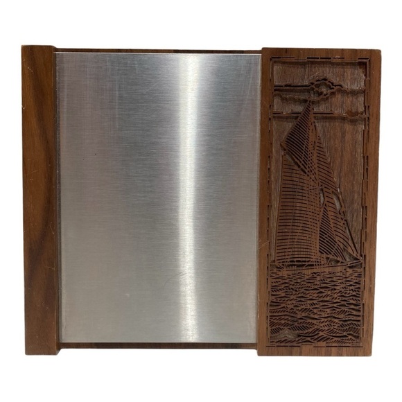 Vintage MCM LaserCraft Solid Walnut & Stainless Writing Pad - Picture 2 of 5